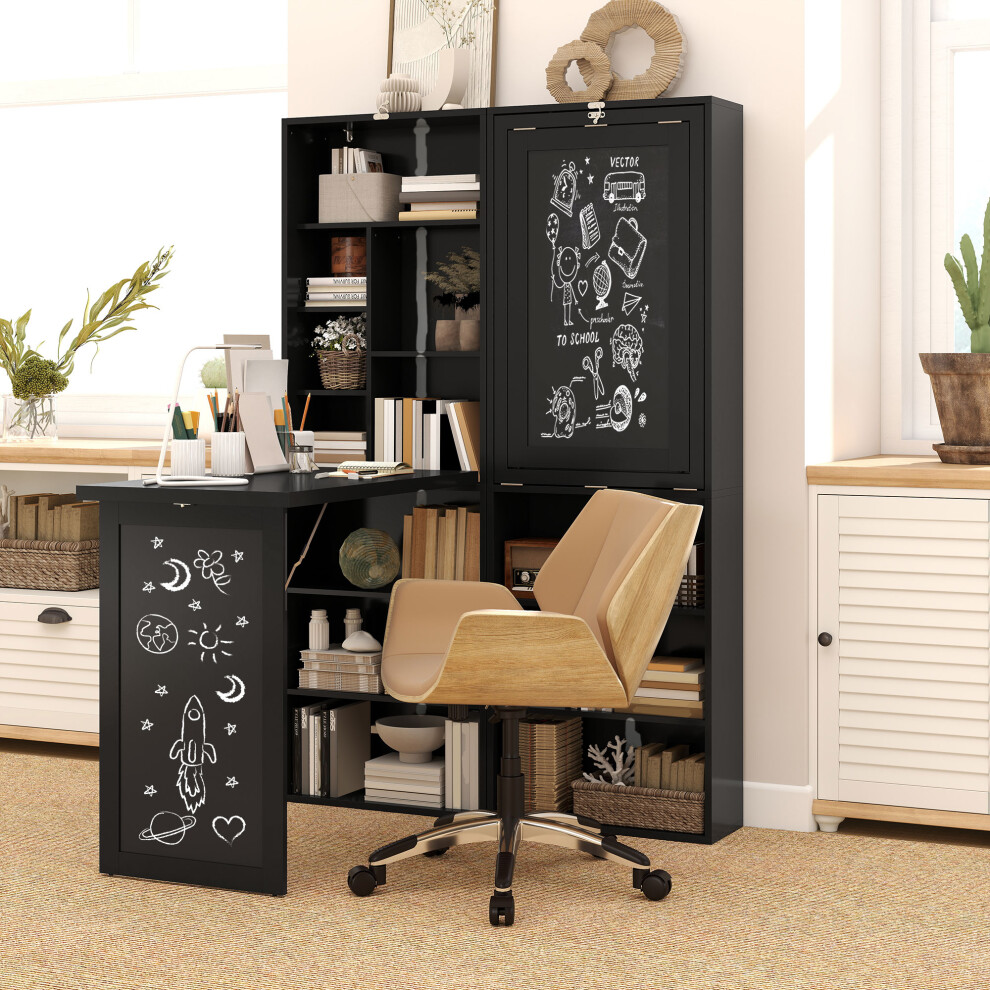 Homcom Convertible Desk With Board Multi-Function Workstation, Black