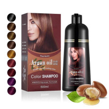 (Burgundy) Argan Oil Hair Dye Color Shampoo 500ml,3 in 1 Hair Dye Shampoo, Easy To Use,Instant Fast Acting Long Lasting