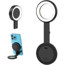 (Black) Magnetic Selfie Light, Magsafe Compatible LED Fill Light Included Sticky Ring, Phone Fill Light for Photos, TikTok, Zoom, Live Streaming