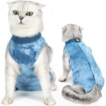 (L, Blue) Cat Recovery Suit after Surgery,Cat Bodysuit  Cat Suit Post Surgery Kitten Recovery Suit after Spaying Anti Lick Suit Pet Recovery Clothing