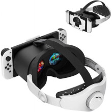 VR Headset with Elite Strap for Switch & OLED, VR Glasses with Adjustable HD Lenses & Lightweight Headset Strap for Switch Labo VR