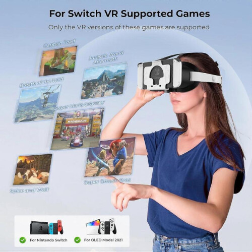 VR Headset with Elite Strap for Switch & OLED, VR Glasses with Adjustable HD Lenses & Lightweight Headset Strap for Switch Labo VR 2
