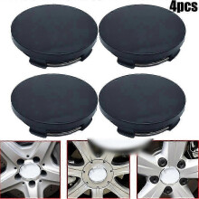 (As show, One size) 4pcs 60mm Vehicle Wheel Hub Center Cap Cover Abs Black Silver Universal Car Wheel Hub Cover Tire Rim Cover Protector Decorations