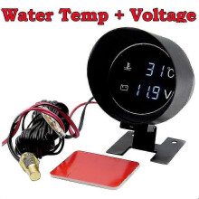 (As show, One size) 4 In 1 Lcd 12v/24v Oil Pressure Voltmeter Volt Water Temperature Oil Fuel Gauge With 10mm Temperature Sensor For Excavator Truck