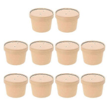 (As show, One size) 10 Sets Container Lid Pudding Packaging Cup Party Favor Cups Disposable Paper Bowls Soup Cup Paper