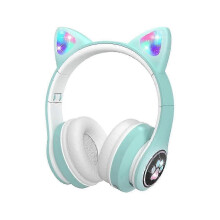 (As show, One size) Kids Headphones with Microphone/RGB LED Light , Bluetooth Headphones Tablet/School//Smartphone-Gree