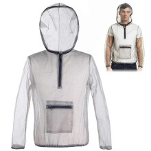 (XL, One size) Outdoor Ultralight Mesh Hooded Bug Jacket Anti-mosquito See Through Protective Mesh Shirt Insect Shield for Camping Hiking Fishing Gardening