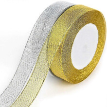 (As show, One size) 2 rolls of gift ribbon gold and silver, 22m satin ribbon ribbons for crafting bow ribbon decorative ribbon for wedding