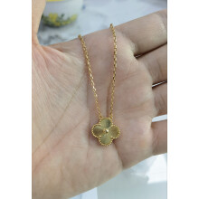 (Gold laser version necklace) Fashionable 18k four-leaf clover necklace, women's clover double-sided mother-of-pearl pendant, non-fading, high-end collarbone chain