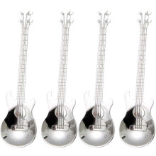 (As show, One size) Guitar coffee scoop, stainless steel small spoon, creative espresso scoop for dessert, ice cream, tea, stirring, mixing