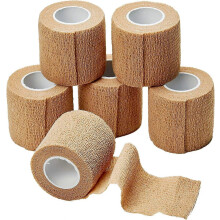 (As show, One size) 6 Pack Self Adherent Cohesive Wrap Bandages 2 Inches Protective Waterproof Self-adhesive Bandages Elastic(Skin Color)