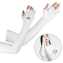 (L, One size) Cooling Arm Sleeves with Ergonomic Fingers Men Women UV Sun Protection Long Arms Sleeves Cover for Cycling Driving Running Golfing Football Basketball