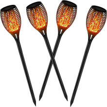 (As show, One size) Solar lights garden outdoor, solar flame light with waterproof IP65, garden lights with realistic flames automatic