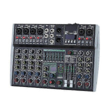 (As show, One size) Professional 8 Channel Audio Mixer Built-in 99DSP 7-Segment Balanced Effect Bluetooth Live Recording XLR Mixer EU Plug