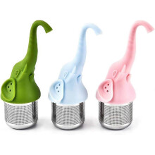 (As show, One size) 3 Pieces of Loose Leaf Tea Infuser, Elephant Animal Silicone Tea Filter, Ultra-fine Mesh Stainless Steel Tea Ball Filter