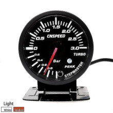 (As show, One size) 2.5'' 60mm Car Turbo Boost Gauge 2bar 3 Bar 30psi Boost Meter Car White Dual Led Display Peak Warning