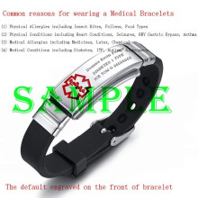 (Other Engraving(msg us or left us note)) New Engraving Medical Alert ID Women Men Kids Bracelet Black Silicone Wristband