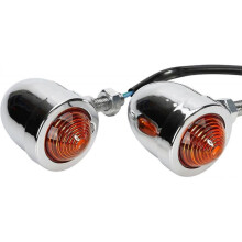 Turn Signal Lights, Universal 2x Chrome Hl Motorcycle Red Lamps Blinker Indicator Light for Harley Honda Yamaha Suzuki