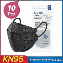 (Black 10PCS)Elough Ffp2 Mascarillas Ce Kn95 Masks Approved Hygienic Colors Respiratory Filter Face Mask Ffp2mask Reusable Ffp3 Fish Masks