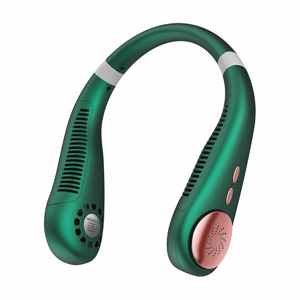 (As Show, One Size) Portable Usb Neck Fan Rechargeable Bladeless Neckband Lazy Neck Hanging Cooler 4633127128508