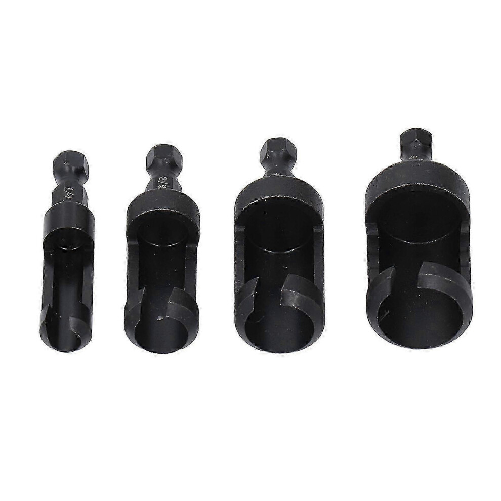 (As show, One size) 4 Pcs Set Wood Plug Cutter 1/4in 3/8in 1/2in 5/8in Hex Shank Carbon Steel Plug Cutter Drill Bit Set for Woodworking-image-OPC-PHKCBP5-NEW