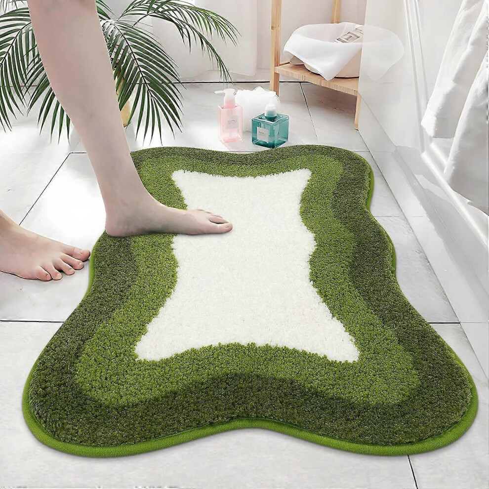 (As show, One size) Green Bathroom Rug 20 x 31 inches (Approx. 50.8 x 78.7 cm), Soft Non-Slip Gradient Irregular Shape Bathroom Rug for Bathroom Doorm-image-OPC-PHKCBPP-NEW