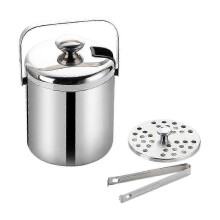 (As show, One size) Ice Bucket with Lid and Tong Insulated Ice Bucket Stainless Steel Double Wall Champagne Wine Bottle