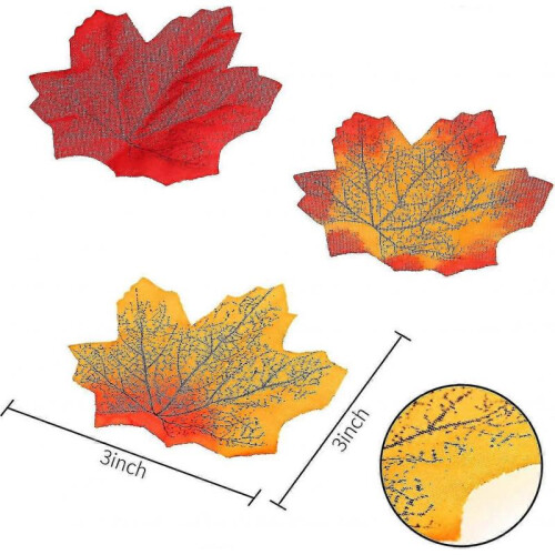 100 Artificial Autumn Maple Leaves Compatible Weddings Crafts 2