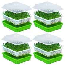 (As show, One size) 4x Seed Sprouter Tray With Lid Bpa Free Bean Sprout Grower Sprouting Seeds Tray, Dirt Free Way And