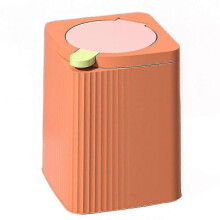 (Large,Orange)Table Top Bin Mini Waste Bin With Lid Odor Proof Desk Waste Paper Basket With Pop Up Lid For Living Room Office Desk