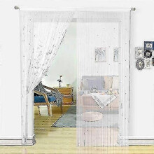White, 100x200cm Home Decoration Bead Curtain, Polyester
