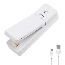 1pc White Vacuum Sealer Mini Mastic Bags 2 In 1 Portable Rechargeable Food Vacuum Sealer Machine for Snacks And Food Storage