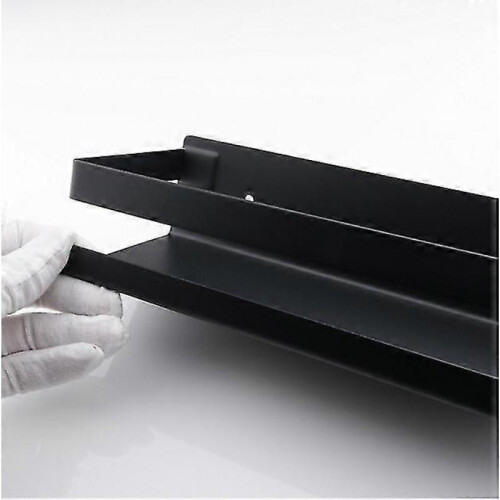 Wall Mounted Spice Rack Perforated Stainless Steel Spice Rack Kitchen Storage Spice Rack, Black 40cm 2