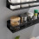 Wall Mounted Spice Rack Perforated Stainless Steel Spice Rack Kitchen Storage Spice Rack, Black 40cm 4