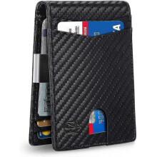 Wallet for Men, Larger Capacity with 12 Slots Rfid Blocking Slim Minimalist Bifold Front Pocket Wallet for Men with Id Window Gift Box