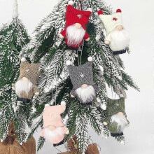 Set Of 6 Christmas Tree Decorations,mini Scandinavian Swedish Santa Claus,swedish Knitted Elves/gifts,santa Ornaments for Christmas Tree Or Gift Tags