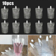 (1PCS)500ml Stand Up Clear Plastic Bag Resealable Transparent Pouch For Beverage Juice Drink Tw