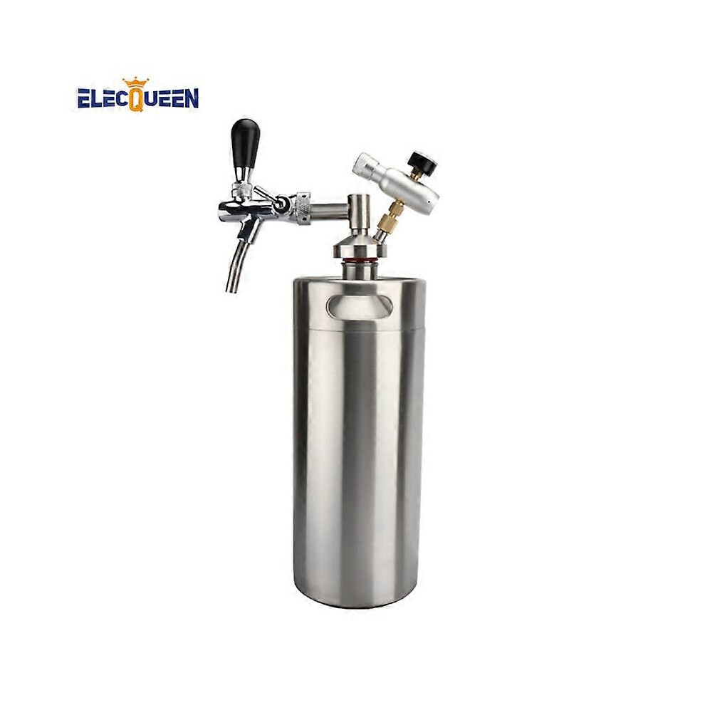 (As show, One size) Homebrew 3.6L Mini Keg 304 stainless Beer Growler keg Spears with Adjustable tap Faucet with Mini Co2 Keg charger