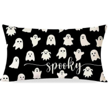 Halloween Pillow Covers 12x20: Spooky Ghost Black Halloween Lumbar Pillow Decor
