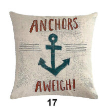 45cmx45cm Square Cushion Cover One Side Printing Ship's Anchor Pillow Case Linen