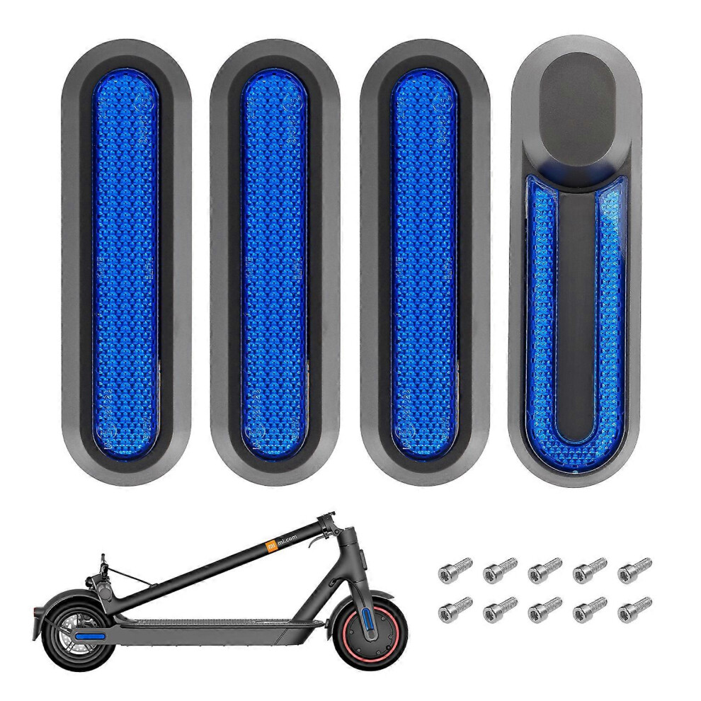 (4PCS Blue Kits, One size) Scooter Reflective Decorative Side Cover for Xiaomi M365 1s Pro Pro2 MI3 MI4 Essential Lite 4 Pcs Front Rear Wheel Parts