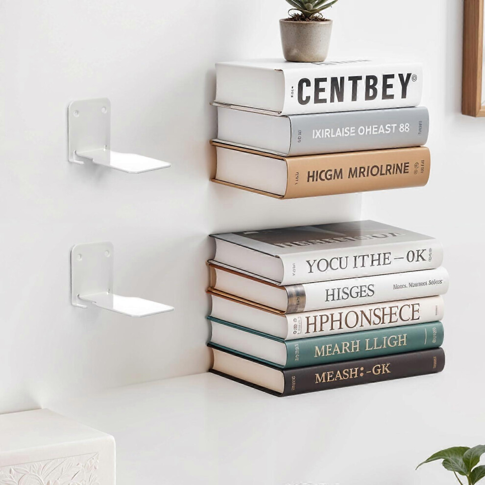 (As Show, One Size) Invisible Floating Bookshelves, Set Of 4 Concealed Drilling Mounted Bookshelves, Heavyduty Metal Book Organizers For Bedroom 4632480826472