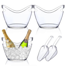 (As show, One size) 3 Pcs Ice Bucket for Parties Champagne Drink Plastic Acrylic Bucket for Cocktail (3.5 Liter)