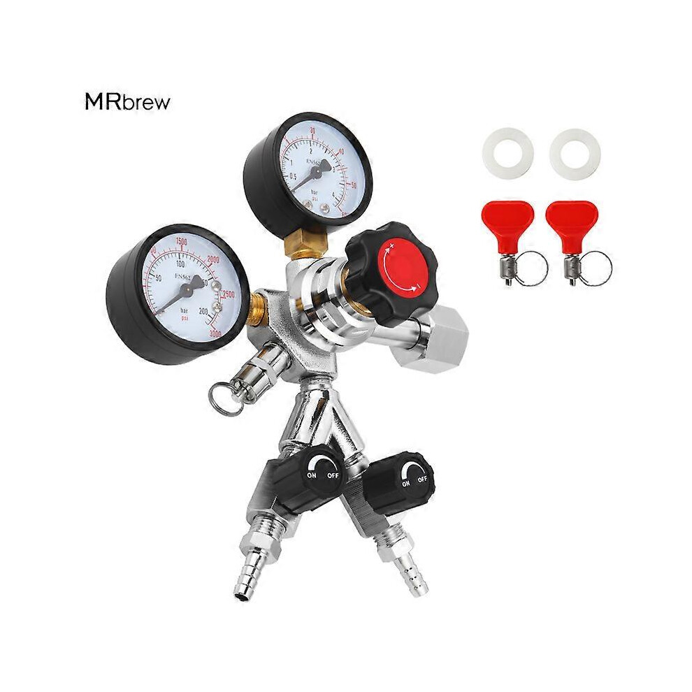 (CGA320, One size) W21.8/CGA320 Dual Gauge Co2 Gas Bottle Regulator Pressure Reducer For Beverage Beer Homebrew Dual Checkvalve Gauge Regulator
