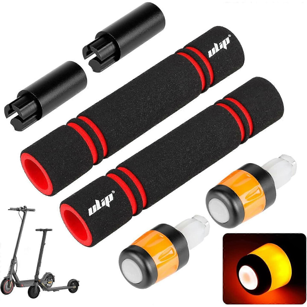 (A And One Size) Electric Scooter Handlebar Extender Grips With Turn Signals Lights For Xiaomi M365 Pro Pro2 1S Mi3 And Ninebot Es Serie Black/Orange