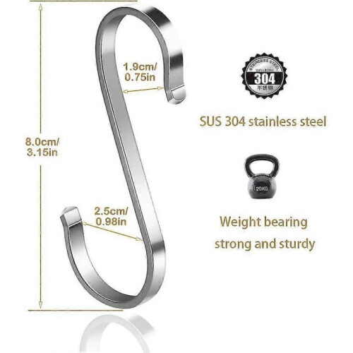 12 Pack Multi-function Hanging S-hooks Stainless Steel S-shaped Hooks S-hook for Bathroom Bedroom Office Kitchen 1