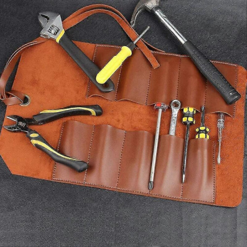 Tool Roll Leather Bag Pouch,multi-purpose Canvas Tool Roll,?wrench Roll Pouch, Roll Up Tool Bag,?tool Organisers,10 Pockets Multi Purpose Organizer Wr 2