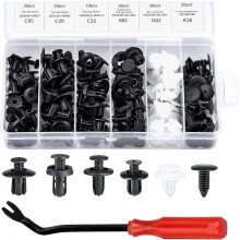 (As show, One size) 100 Plastic Rivet Clips Plastic Rivet Protection Fasteners (Black, White)