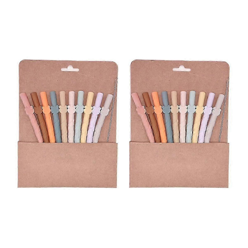 (As show, One size) 20pcs Multicolor Silicone Straws Non-disposable Universal Straws For Smoothie Drinks Foldable For Home And Travel B