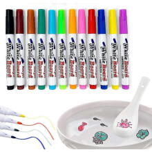 12colors Magical Whiteboard Pens Water Floating Erasable Painting Pens Washable Dry Erase Marker Doodle Pen Funny Interesting Drawing Pen for Kids Chi